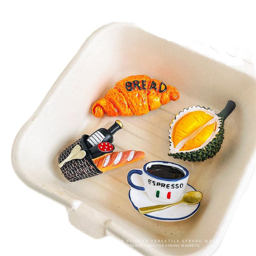 Cartoon Style Candy Toy Refrigerator Magnets – Durian, Mini Croissant, KT Cake