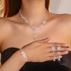 Micro-inlaid Zircon Flower Necklace, Earrings, and Bracelet Are Stylish and Elegant, Suitable for Women's Daily Commute, Weddings, Parties, and As a