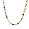 Multi-Color Natural Stone Beaded Titanium Steel Necklace