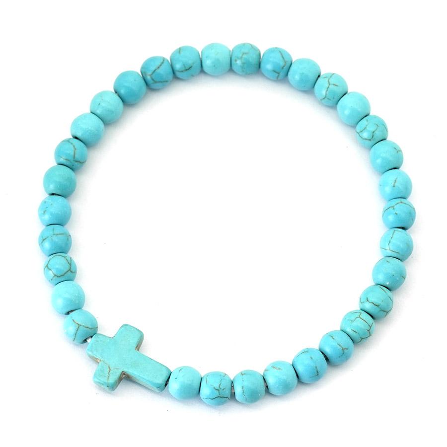 Noter New Cross Beaded Bracelet Women Men 6mm Howlite Stone Prayer Meditation Healing Energy Braslet 4 Colors Options Handmade
