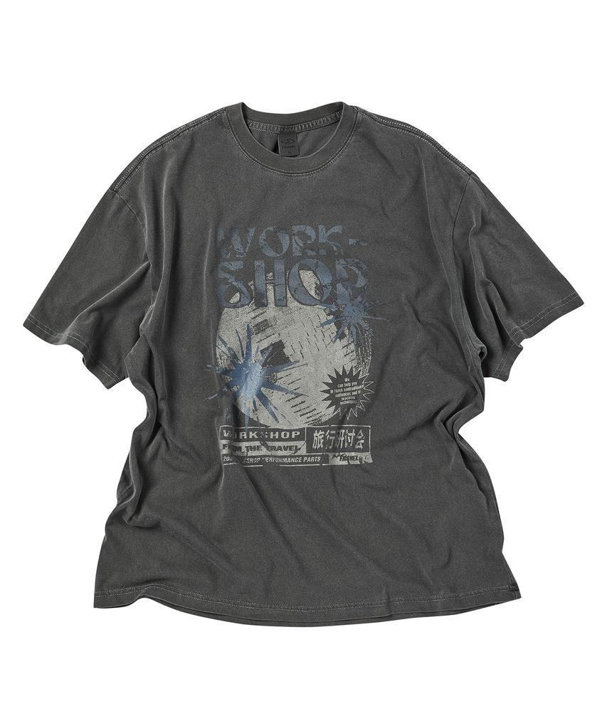 TRAVEL Mirror Ball Pigment Short Sleeve T-Shirt Black Charcoal
