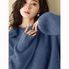 Women's Trendy Round Neck Lurex Sweater in New Year Red - 100% Pure Wool, Loose Fit, Autumn/Winter Base Layer