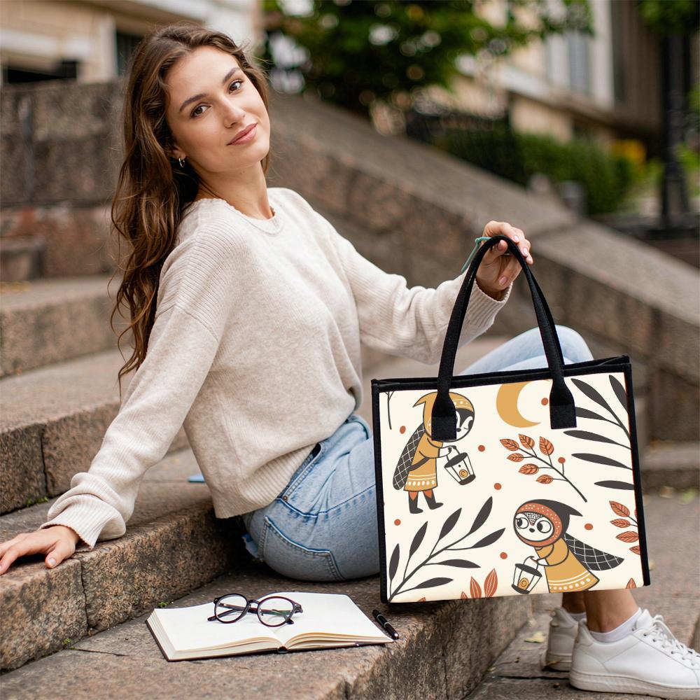 Cute Cartoon Pattern Tote Bag Stylish Casual Large Capacity Shopping Handbag