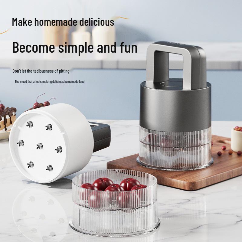 7-Hole Cherry & Date Pitting Tool - Quick Release Kitchen Gadget