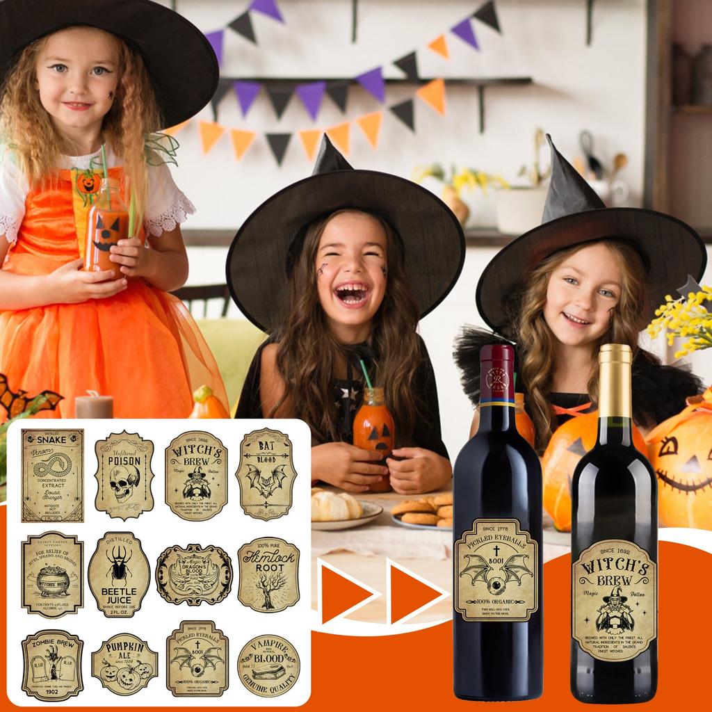 Halloween Decoration Retro Stickers Red Wine Stickers Scene Decoration Props Party Supplies