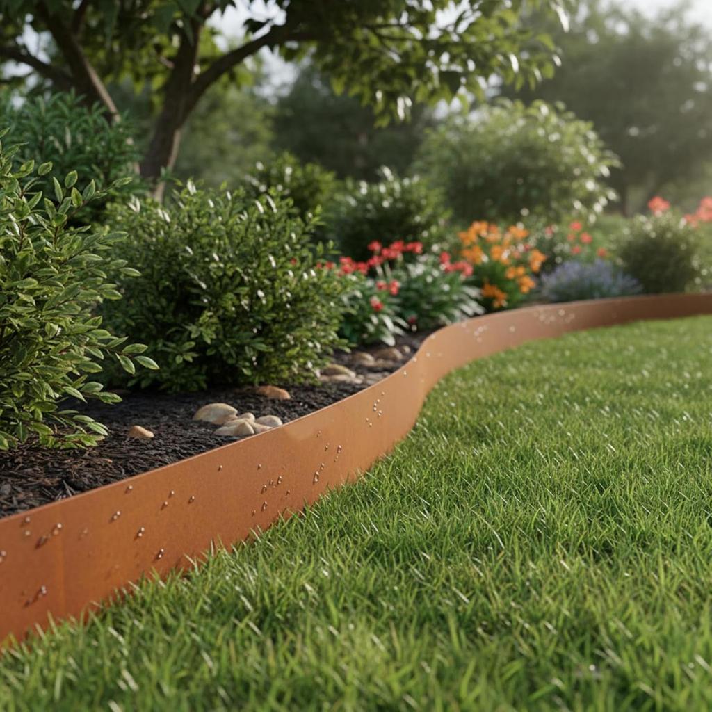 Landscape Edging Weatherproof Protective Cuttable Steel Lawn Edging and Landscape Border for Indoor Greenhouse Yard Patio Lawn