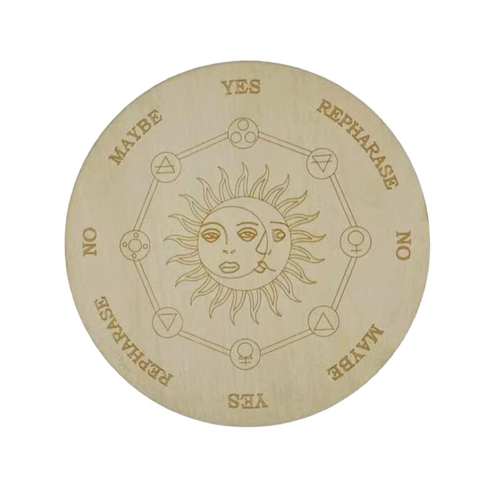 Astrology Game Playing Plate Carved Divination Pendulum Board with Stars Moon Metaphysical Healing Meditation Board