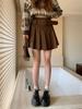 Fat Sister Corduroy Pleated A-Line Skirt for Women - High Waist Slimming Short Skirt for Autumn/Winter