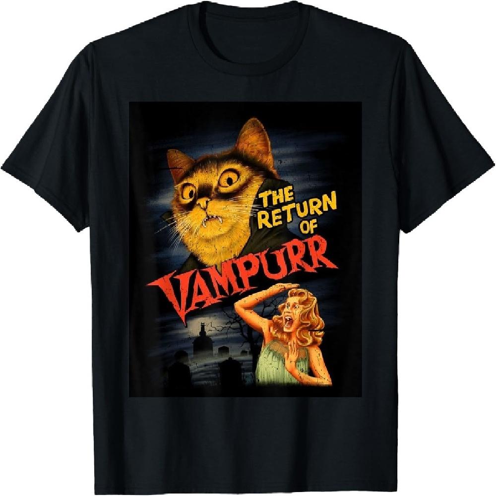 Кот Вампир Классический фильм ужасов Смешная графическая футболка XXXXXL чёрный