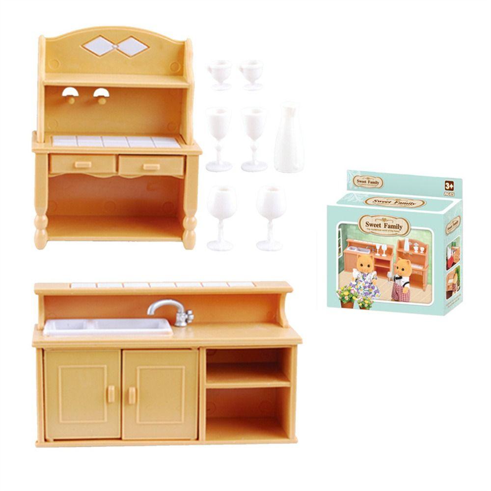 For Children Bathroom Dollhouse Furniture Kitchen Cooking Toy Pretend Play Toy Miniature Furniture