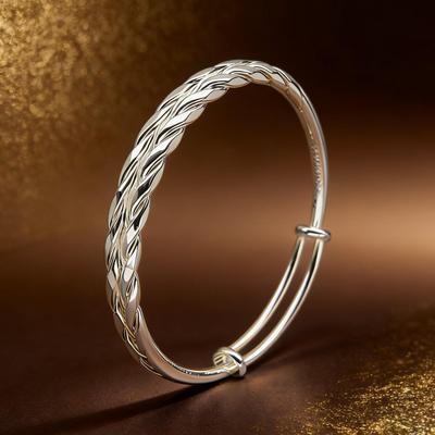 Wheat Ear Adjustable Bangle: Stylish Solid White Copper Women's Bracelet - Perfect Niche Gift