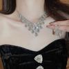 Light luxury diamond-encrusted water drop necklace, fashionable personality, heavy industry neck chain, bridal evening dress, high-end accessories