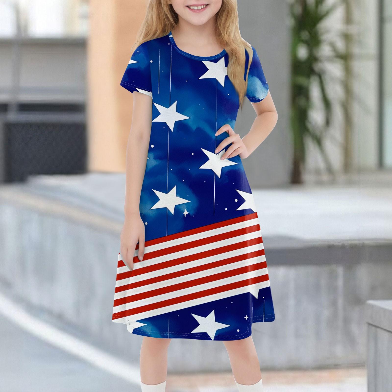 Children s Summer Short-sleeved Casual Fashion Round Neck Dress 150
