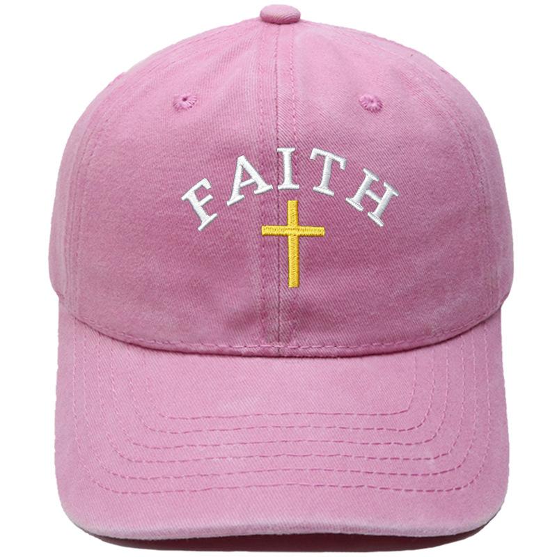 Hot Sale FAITH Alphabet Embroidery Baseball Cap Washed Retro Daddy Hat Men's and Women's Casual Shade Daddy Hat