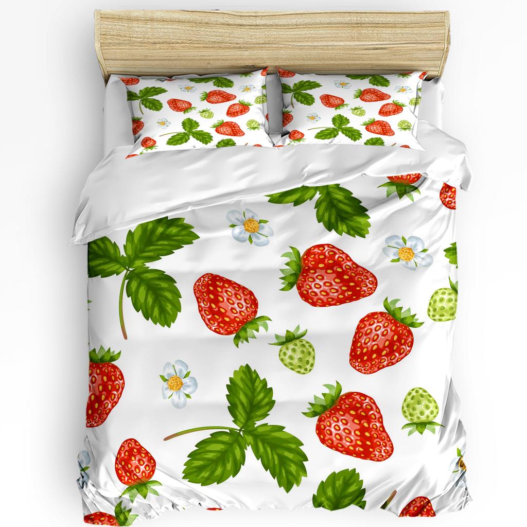 Summer Fruit Red Pomegranate Green Leaf Duvet Cover with Pillow Case Custom 3pcs Bedding Set Quilt Cover Double Bed Home Textile