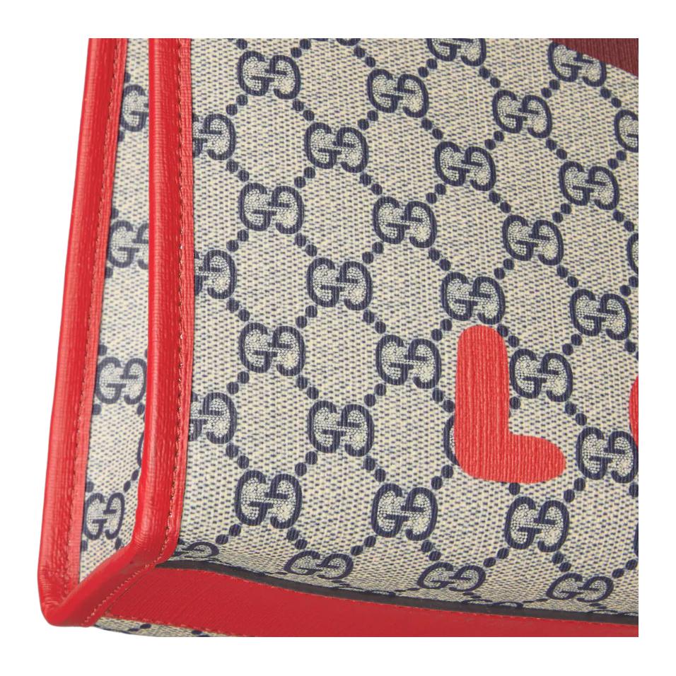 Gucci Torebka Tote z Nadrukiem Niedźwiedzia GG Supreme Torebki Tote dla Dzieci Beżowy Niebieski Czerwony 605614-FAER7-8457