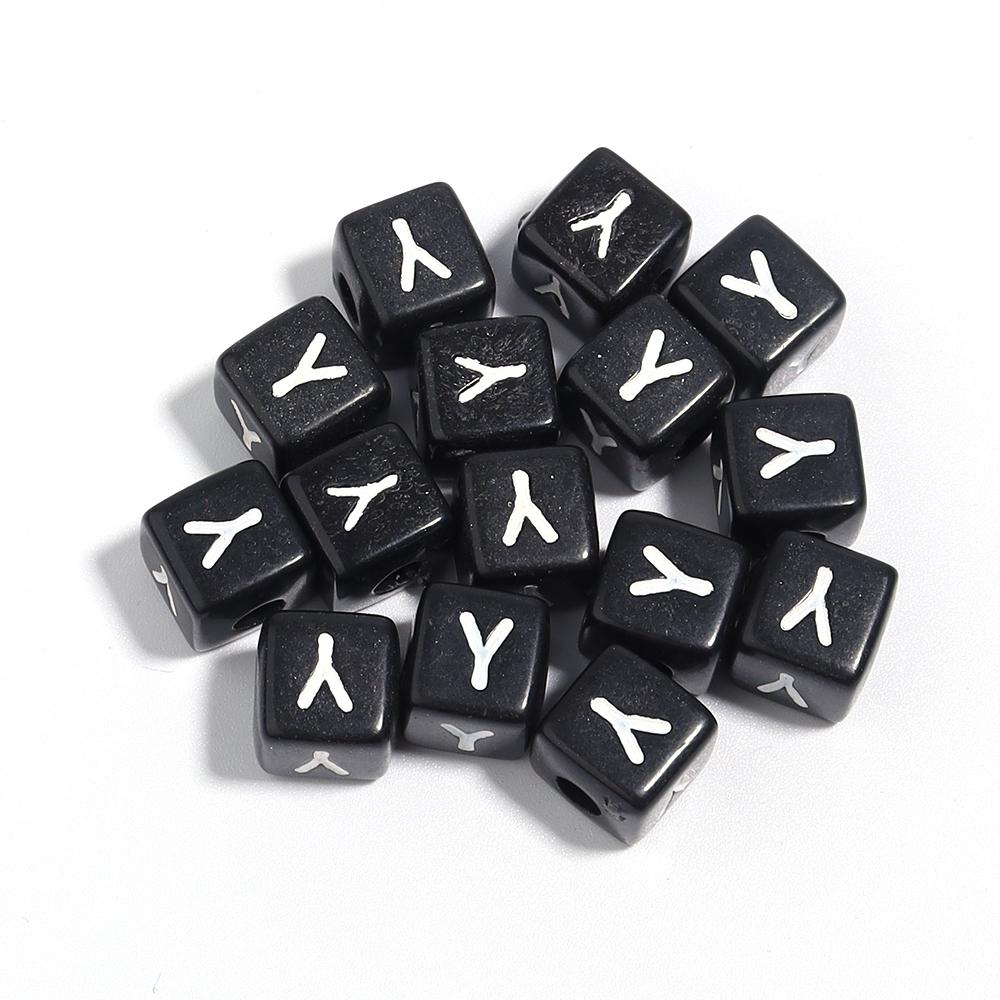 50-100 Stück Schwarze Acryl Buchstabenperlen A-Z Alphabetperlen Würfel Abstandshalterperlen Für DIY Armband Halskette Schmuckherstellung Zubehör