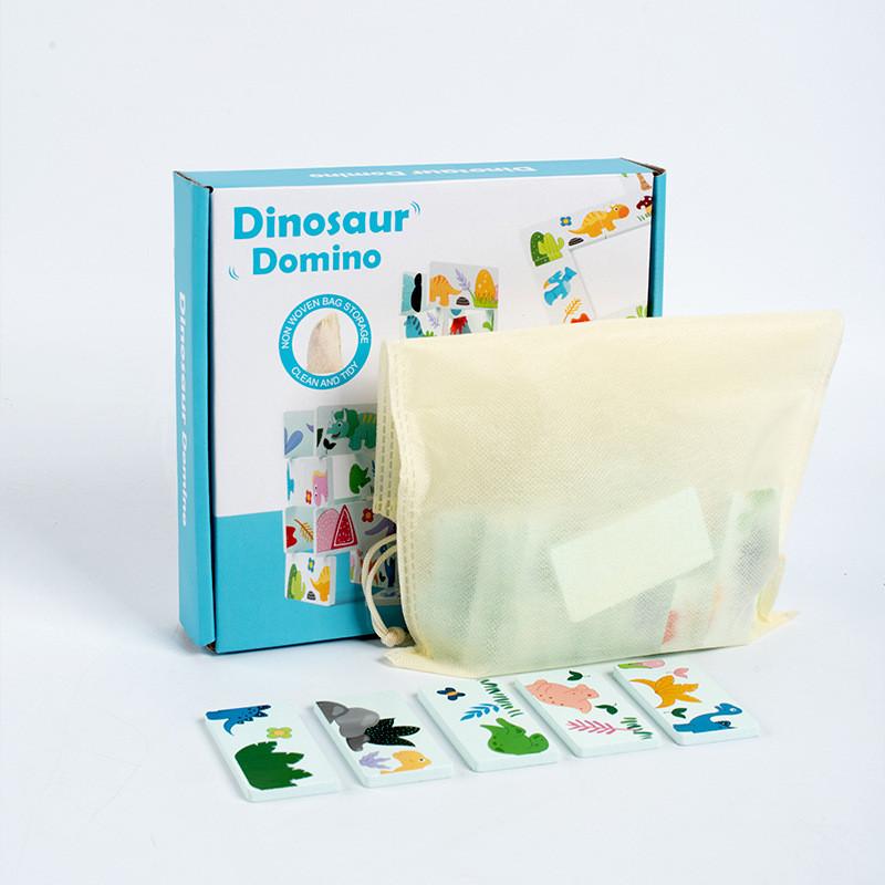 Dinosaur Wooden Kids Stacking Domino Blocks For Learning Toy Coordination