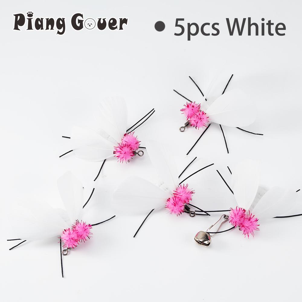 

Artificial Insects Cat Teasing Stick Change Head Toy Pet Feather Wings Toys