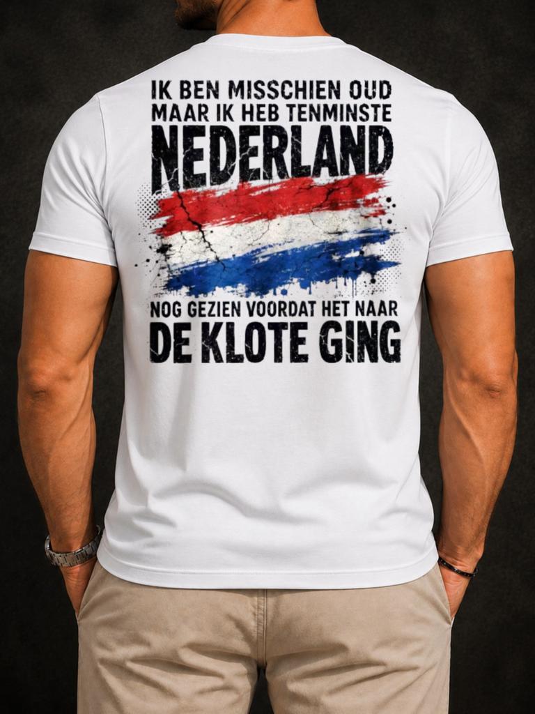 Rugged Dutch Nederland With Distressed Text Cracked Red Blue Brush FlAg And Weathered Quote Print Unisex All TShirt