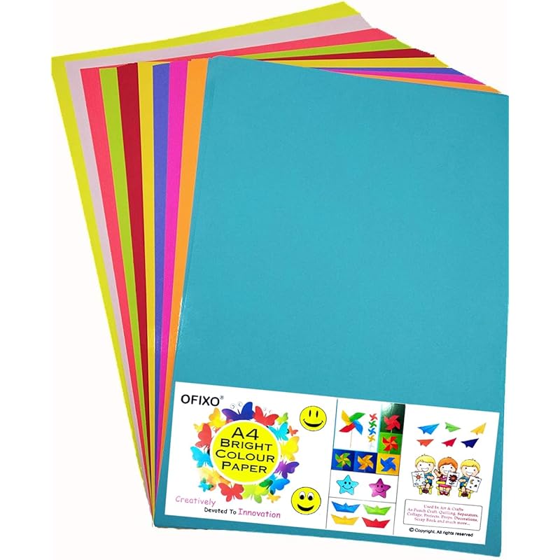 Ofixo 50 Pcs Color Sheets Copy Printing Papers/Art And Craft Paper A4 Sheets Double Sided Colored Origami Folding Paper