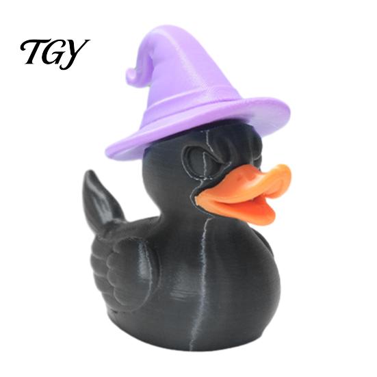Cute Wizard Duck Decor Halloween Witch Black Figurine, 3D Printed Hat Desk Desktop Accessories for Office Decor, Spooky Tabletop Ornament