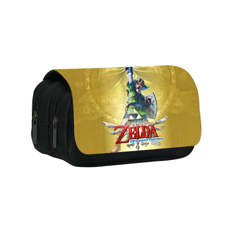 Zelda Themed Pattern Double Layer Flip Cover Stationery Storage Pencil Bag For Students And Office Use