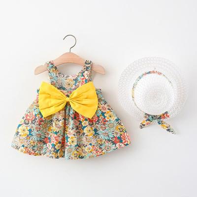 Kinder Schleife Prinzessinnenkleid Hut Mädchen Strandkleid senden
