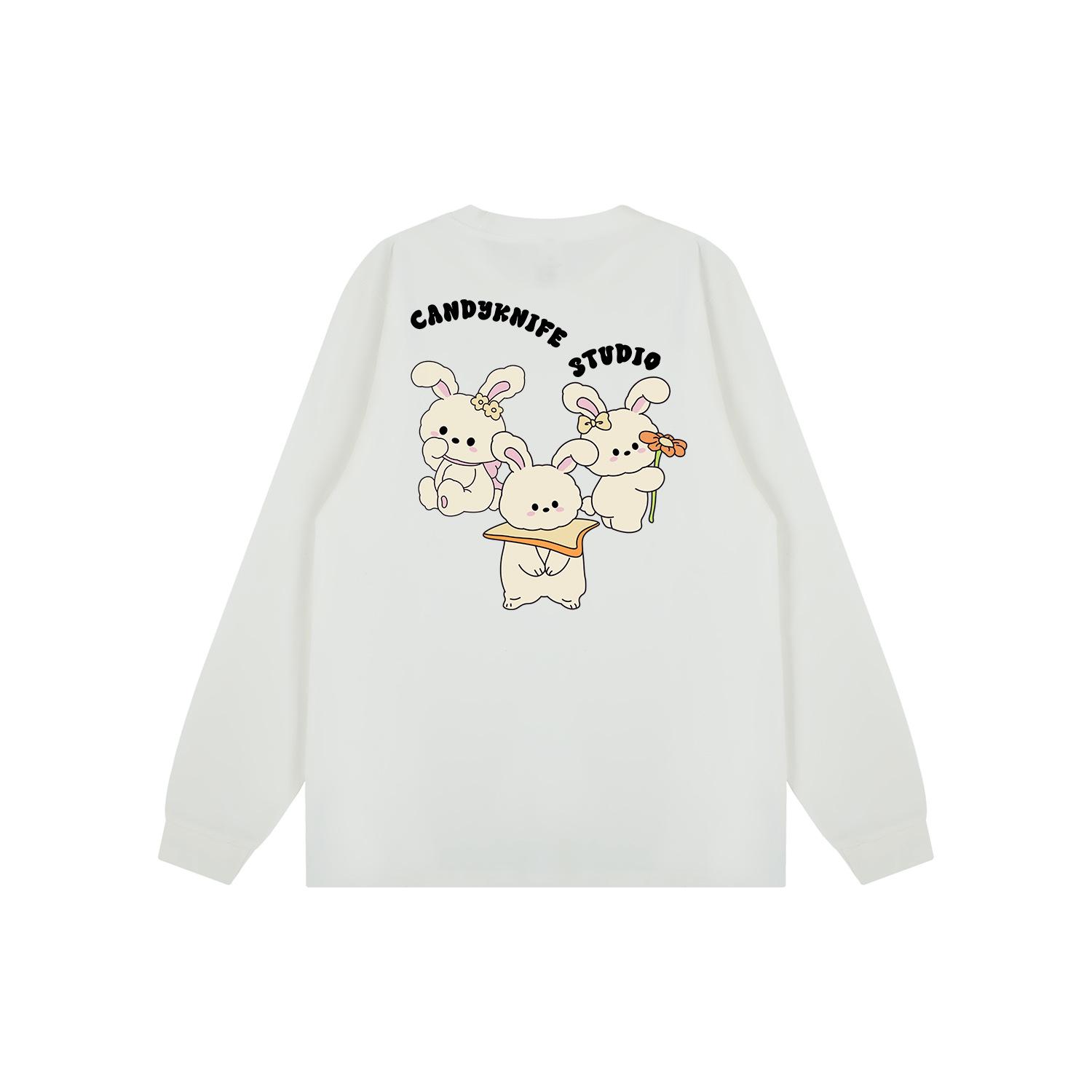 

Korean Style Cartoon Print Long Sleeve Cotton T-shirt XL