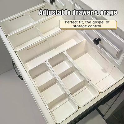 Home Pull-out Storage Box Drawer Telescopic Organizing Box Cosmetics Plastic Bedroom Study Partition Telescopic Box1PC