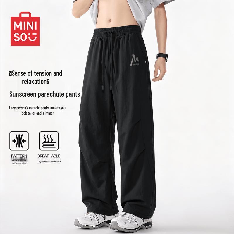 MINISO Men s American Style Summer Outdoor Parachute Cargo Pants M чёрный