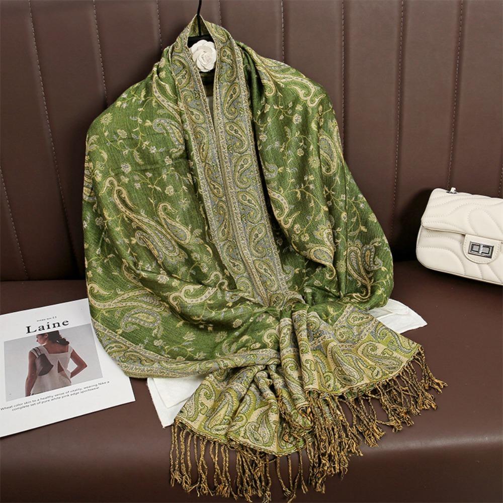 Thickened Paisley Jacquard Scarf Windproof Bohemia Poncho Hijab  Women/Men