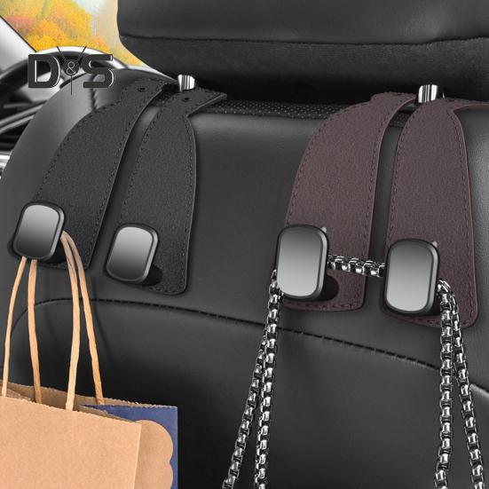 1/2 Stück Auto-Kopfstützenhaken zur Aufbewahrung der Autositzlehne, Kunstleder-Auto-Geldbörsenhaken, Doppelhaken für Autotaschen für Auto, SUV, LKW