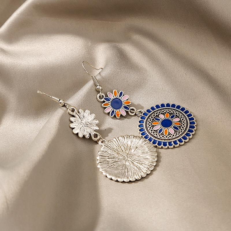 Brincos Pendentes Retrô Boêmios de Girassol com Gancho de Liga