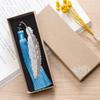 Fashion Classical Chinese Style Silver Metal Leaf Feather Tassel Bookmark Document Book Mark Label Christmas Gifts