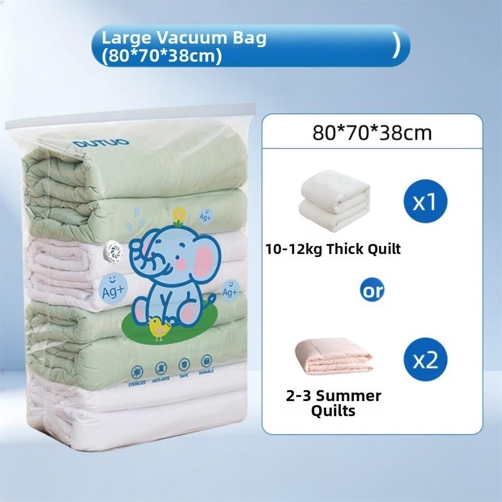 No-Pump Vacuum Storage Bag Antibacterial PA+PE Material Quilt Storage Bag Vertical Design Thickened Clothes Package Bag Home Use