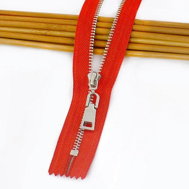 5Pcs Meetee 15/18/20/25/30cm 3# Metal Zippers Close-End Auto Lock Zips for Bag Garment Zip Closure Repair Sewing Accessories