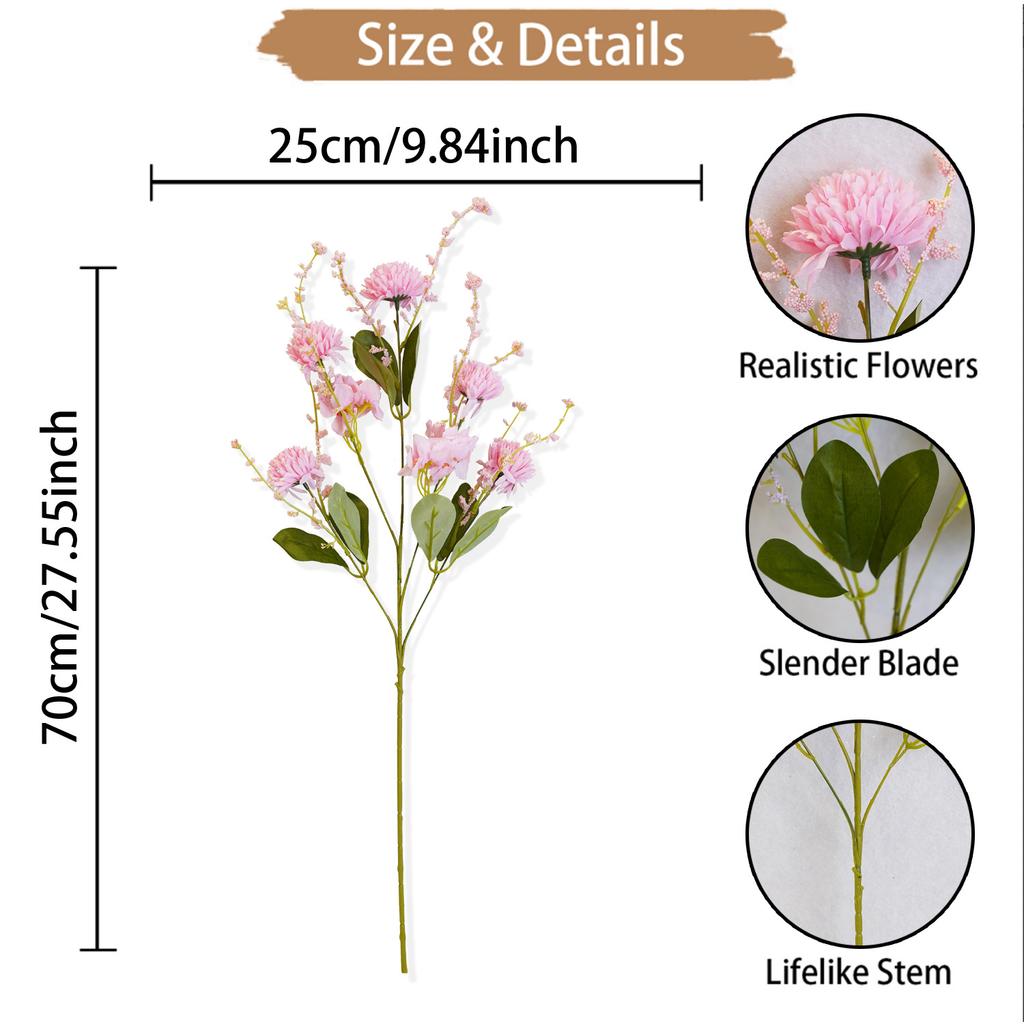 Simulation Flower 5 Pronged Spherical Chrysanthemum, Artificial Simulation Green Plant Wedding Wedding Hall Floor Arrangement Flower Silk Flower