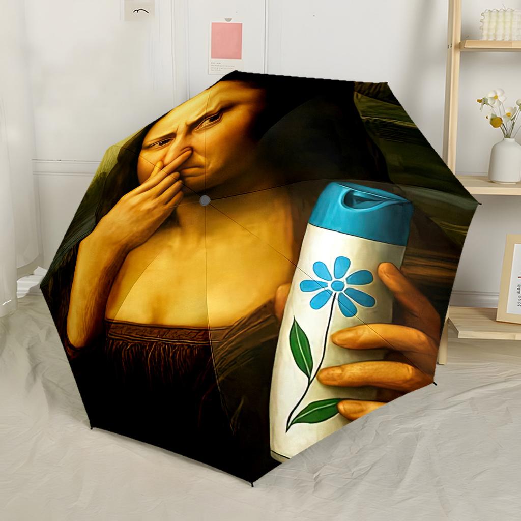 Mona Lisa's Secret Spray Outdoor Automatic Umbrella Compact 8-Rib Design Lightweight for Women/Men Fashion Lovers Perfect Gift for Friends & Family