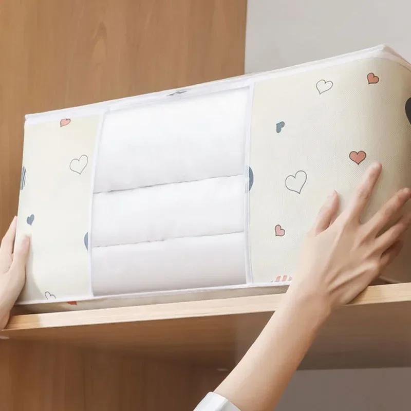 Wardrobe Organizer Large Capacity Quilt Storage Bag Clothing Box Bedding Container Polyester Fabric Dustproof Storage Bags