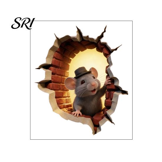 Playroom Wall Decoration 3D Mouse Hole Decals Peel And Stick Decorative Stickers Effect Sticker In The with for Living Room Bedroom Decor Kids
