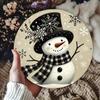 Christmas Snowman Metal Wall Art Rust Proof Decor 7.8 Inch Round Sign
