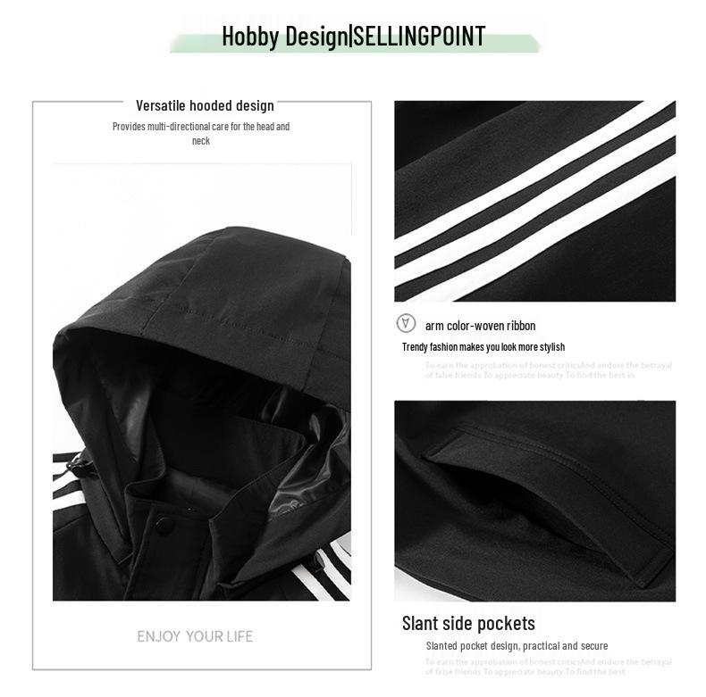 Men's Trendy Versatile Hooded Windproof Waterproof Jacket for Spring/Autumn