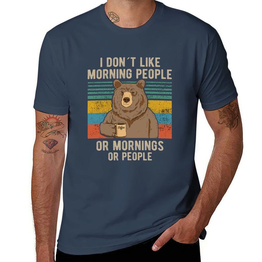 I Hate Morning People And Mornings And People Funny Bear TShirt AntiPilling Casual TShirt