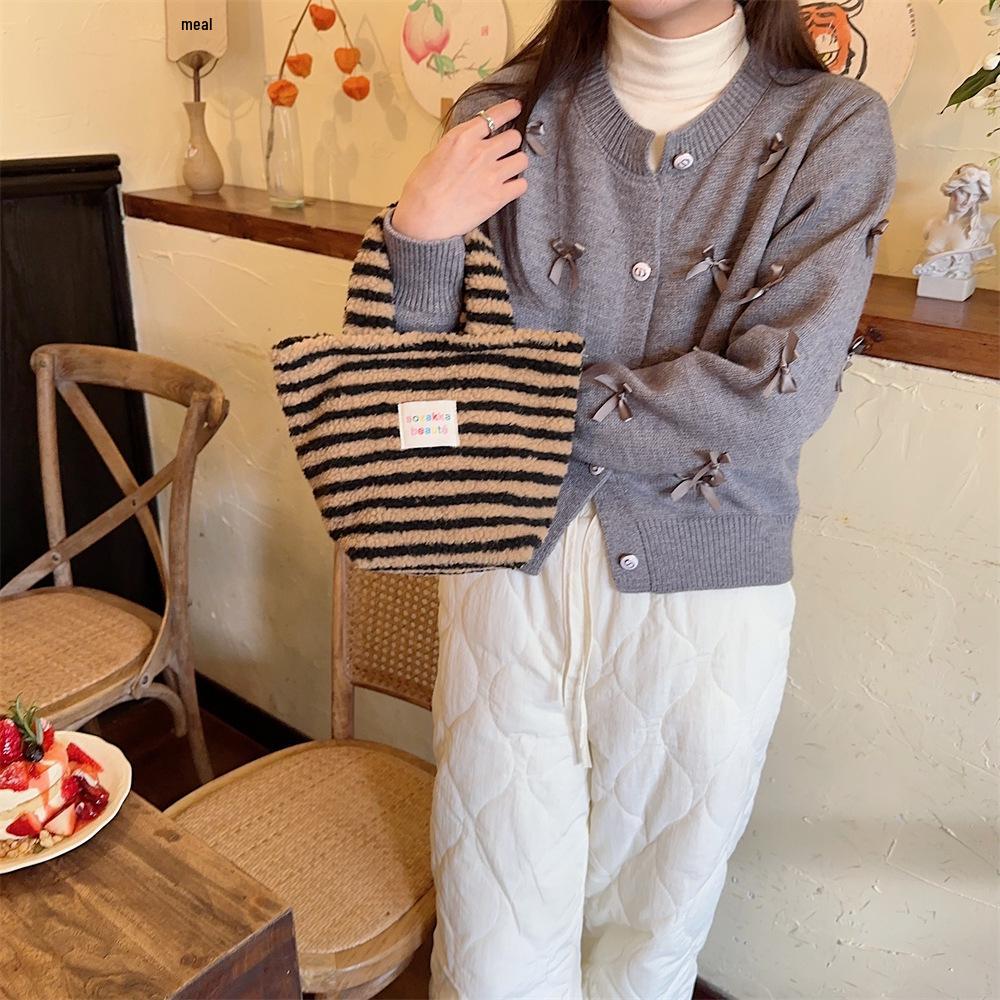 2023 Winter Fashion Women's Plush Polka Dot Handbag - Cute and Stylish for Work or Commute