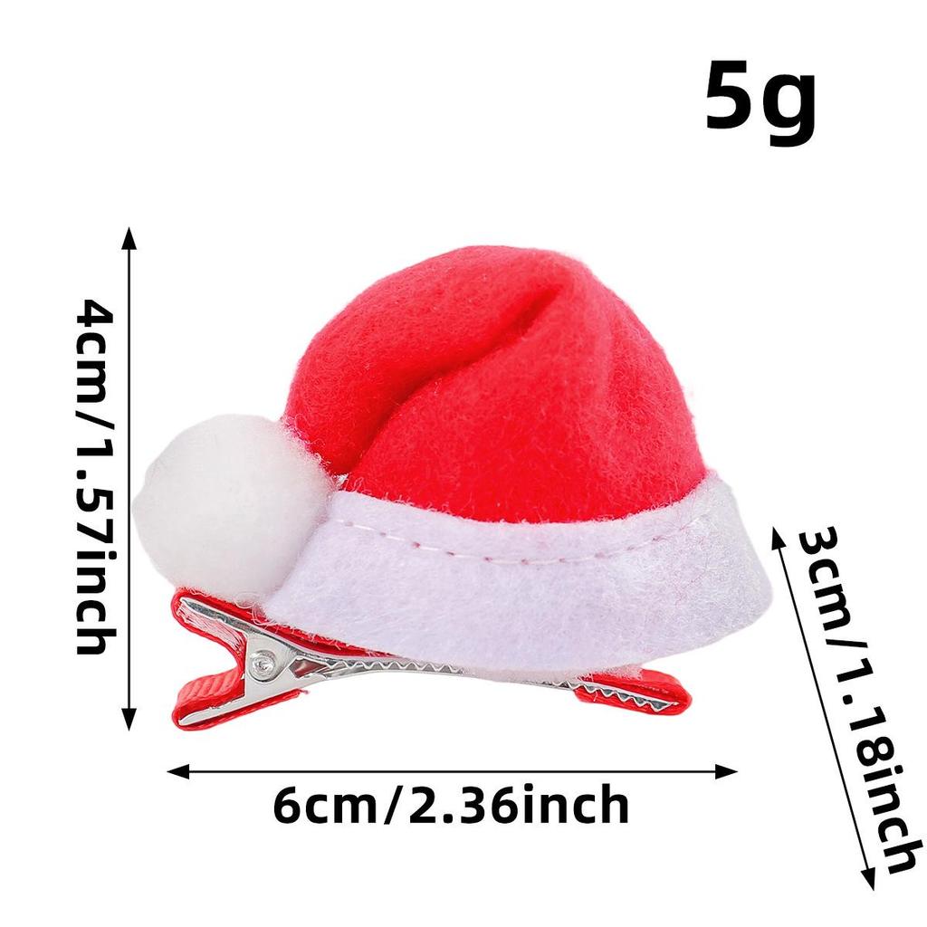 Christmas Kids' Festive Hair Clips - Small Red Hats with Duckbill Clip for Birthdays & Holidays
