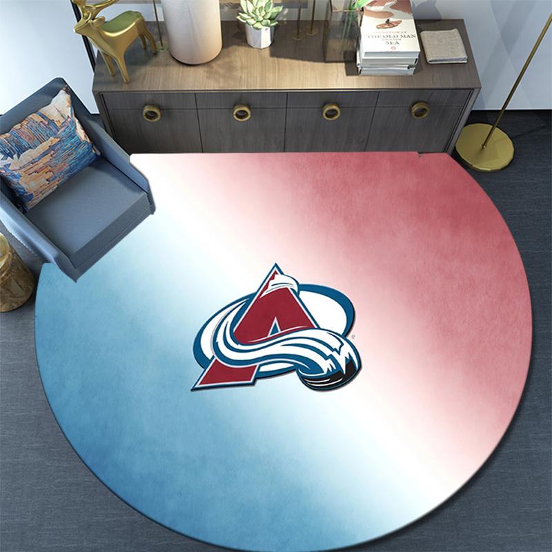 Colorado Avalanche Round Area Rug,Carpet Rug for Living Room Bedroom Sofa Playroom Decor,Non-slip Floor Mat