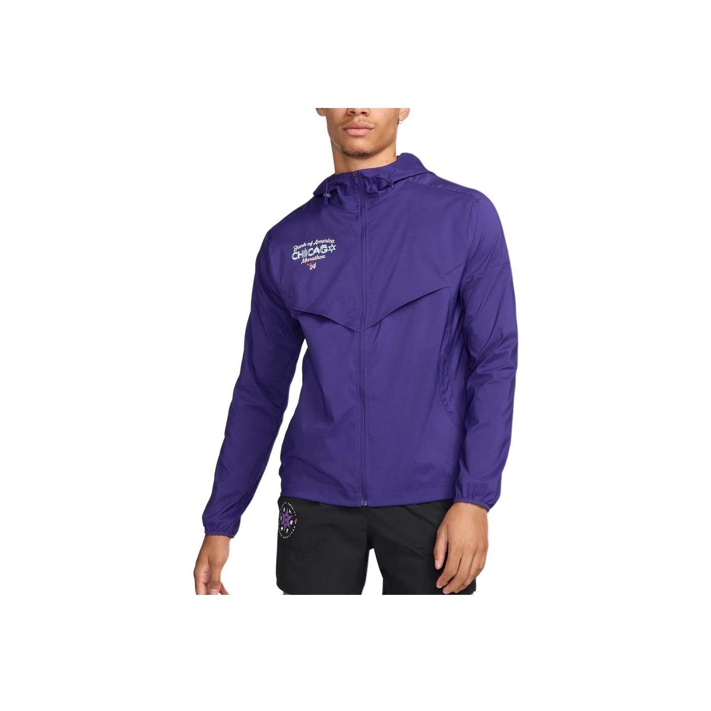 

Мужская куртка с капюшоном на молнии с длинным рукавом с узором логотипа Nike, фиолетовая FV6203-566 XL