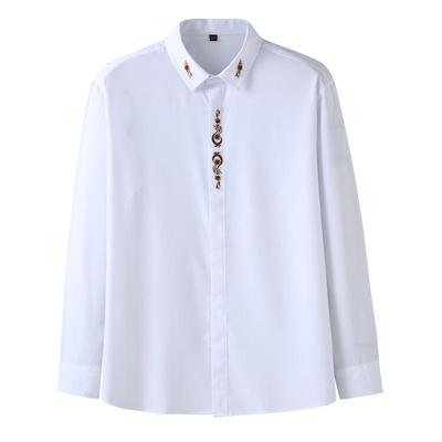 Plus Size 10xl Long -Sleeve Shirt Men 'S Plus Size Business Casual Embroidered Shirt