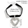 Fashion Rhinestone Big Heart Necklace Black Velvet Choker Collar Sexy Party Neck Jewelry Custom Y2K Clavicle Necklace